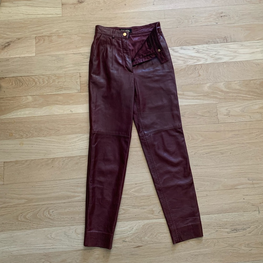 High/waisted real leather designer pants